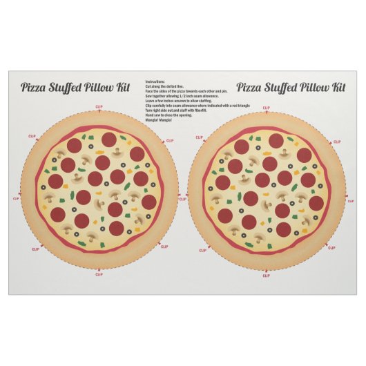 Stellen Sie Ihr eigenes Pizza angefülltes Kissen Stoff (Fat Quarter (45,7 x 55,9 cm))