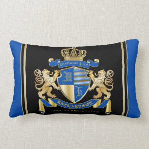 Stellen Sie Ihr eigenes Wappen blaues Lendenkissen