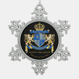 Stellen Sie Ihr eigenes Wappen blaues Schneeflocken Zinn-Ornament