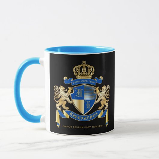 Stellen Sie Ihr eigenes Wappen blaues Tasse (Links)