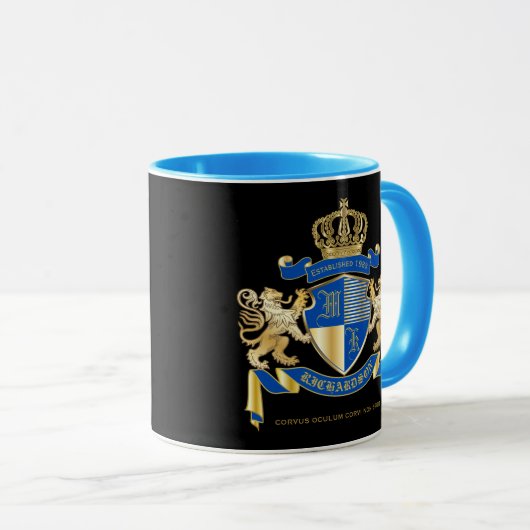 Stellen Sie Ihr eigenes Wappen blaues Tasse (VorderseiteRechts)