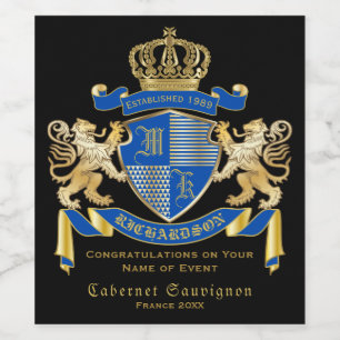 Stellen Sie Ihr eigenes Wappen blaues Weinetikett
