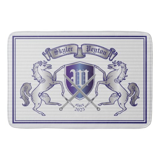 Stellen Sie Ihr eigenes Wappen silbernes Badematte (Vorderseite)