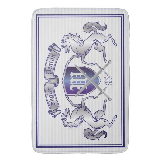 Stellen Sie Ihr eigenes Wappen silbernes Badematte (Vorderseite Vertikal)