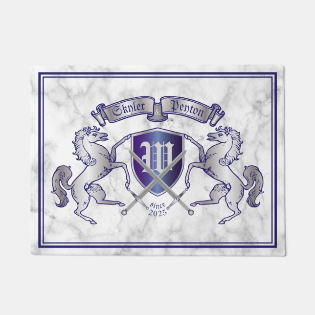 Stellen Sie Ihr eigenes Wappen silbernes Fußmatte (Vorderseite)