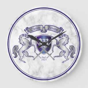 Stellen Sie Ihr eigenes Wappen silbernes Große Wanduhr