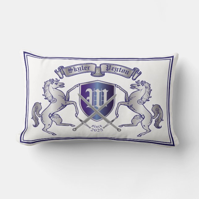 Stellen Sie Ihr eigenes Wappen silbernes Lendenkissen (Vorderseite)