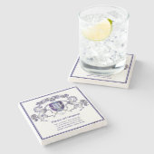 Stellen Sie Ihr eigenes Wappen silbernes Steinuntersetzer (Seitenansicht)