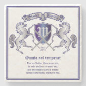 Stellen Sie Ihr eigenes Wappen silbernes Steinuntersetzer (Vorderseite)