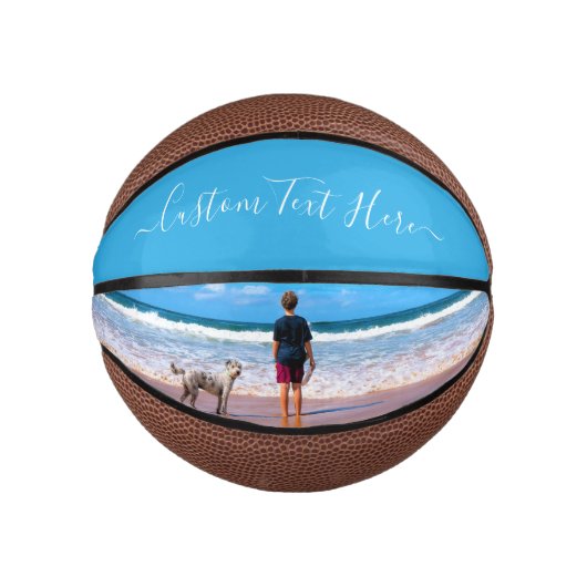 Stellen Sie Ihr Foto-Basketballgeschenk mit Text e Mini Basketball (Vorderseite)