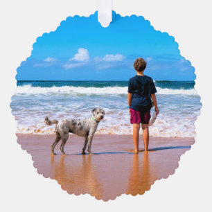 Stellen Sie Ihr Foto Weihnachtsschmuckkarte ein Ornament Karte