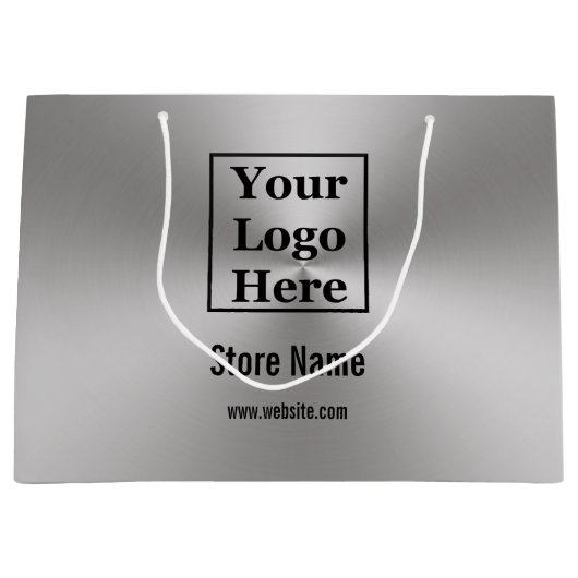 Stellen Sie Ihr Logo hier auf "Brushed Metal Look" Große Geschenktüte (Vorderseite)