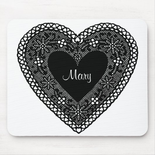 Stellen Sie Ihr Vintages Spitzenherz ein Mousepad (Vorne)