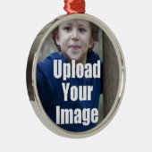 Stellen Sie Ihre eigene personalisierte Foto-Tasse Silbernes Ornament (Rechts)