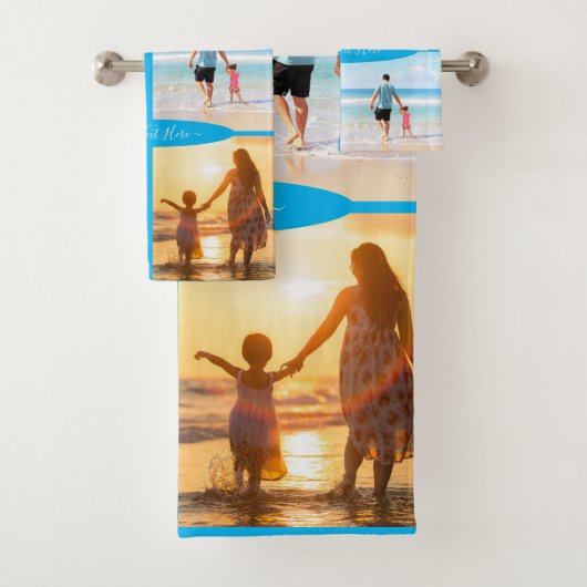Stellen Sie Ihre Foto Collage Badetücher mit Text Badhandtuch Set (Insitu)