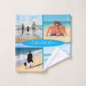 Stellen Sie Ihre Foto Collage Badetücher mit Text  Badhandtuch Set (Waschlappen)