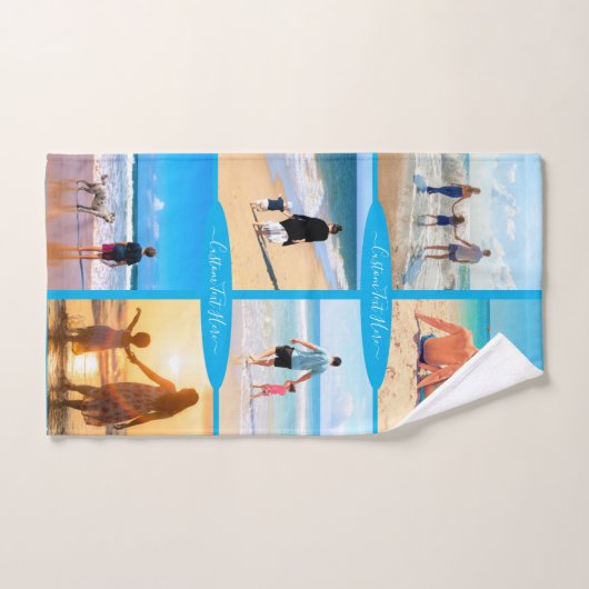 Stellen Sie Ihre Foto Collage Badetücher mit Text Badhandtuch Set (Handtuch)