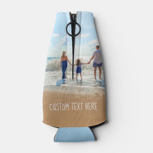 Stellen Sie Ihre Foto Flasche Cooler mit Text ein. Flaschenkühler (Rückseite)