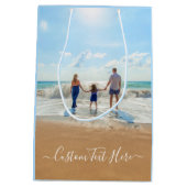 Stellen Sie Ihre Foto- und Textgeschenktasche ein. Mittlere Geschenktüte (Rückseite)