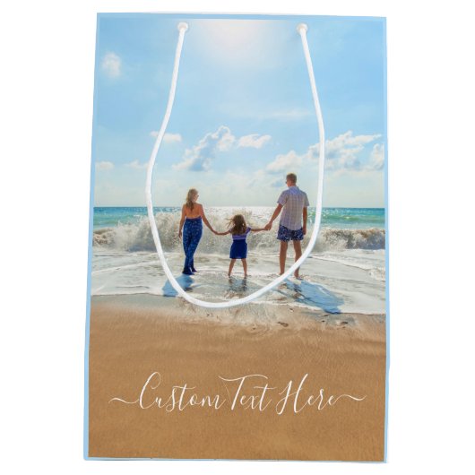 Stellen Sie Ihre Foto- und Textgeschenktasche ein. Mittlere Geschenktüte (Rückseite)