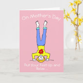 Stellen Sie Ihre Füße auf Entspannung pink Mutter Karte (Gelbe Blume)