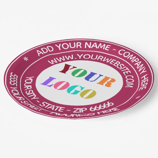 Stellen Sie Ihre Logo-Adresse Website-Teller für d Pappteller (Schrägansicht)