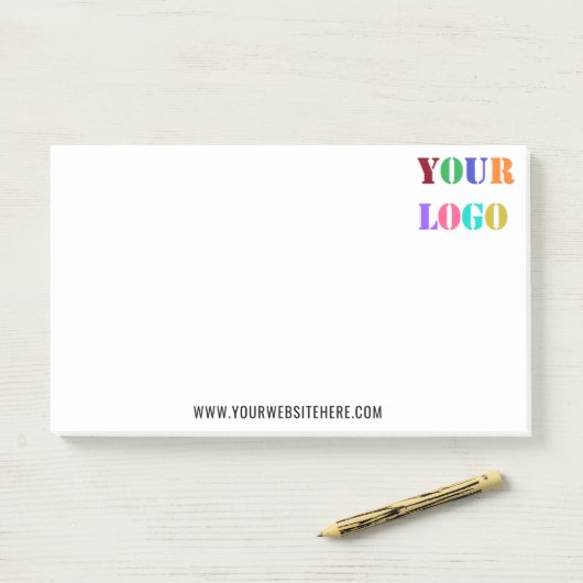 Stellen Sie Ihre Logos und Textwerbungsunterlagen  Post-it Klebezettel (Auf Schreibtisch)