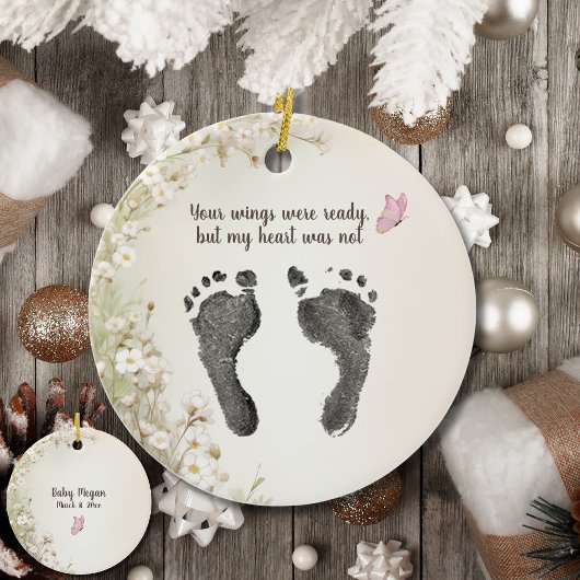 Stellen Sie Ihren Babyfuß auf Wild Blume Memory ei Keramik Ornament