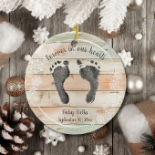 Stellen Sie Ihren Baby's Foot Prints Snow Flakes M Keramik Ornament