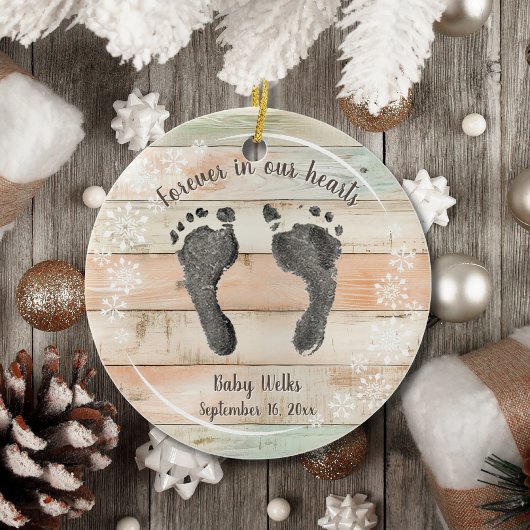 Stellen Sie Ihren Baby's Foot Prints Snow Flakes M Keramik Ornament