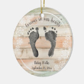 Stellen Sie Ihren Baby's Foot Prints Snow Flakes M Keramik Ornament (Links)