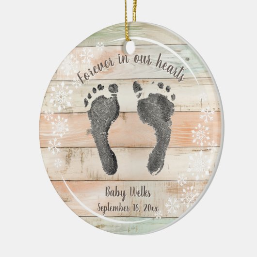 Stellen Sie Ihren Baby's Foot Prints Snow Flakes M Keramik Ornament (Links)