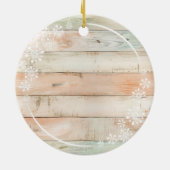 Stellen Sie Ihren Baby's Foot Prints Snow Flakes M Keramik Ornament (Hinten)