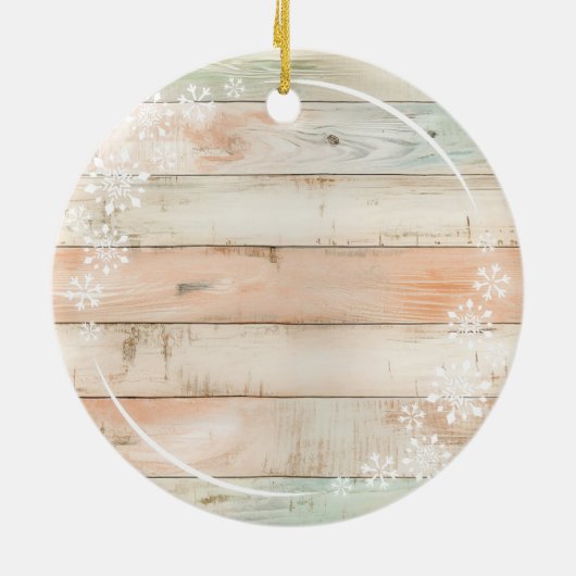 Stellen Sie Ihren Baby's Foot Prints Snow Flakes M Keramik Ornament (Hinten)