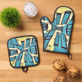 Stellen Sie Ihren Bildschirm ein Ofenhandschuh & Topflappen-Set (Oben Unten)