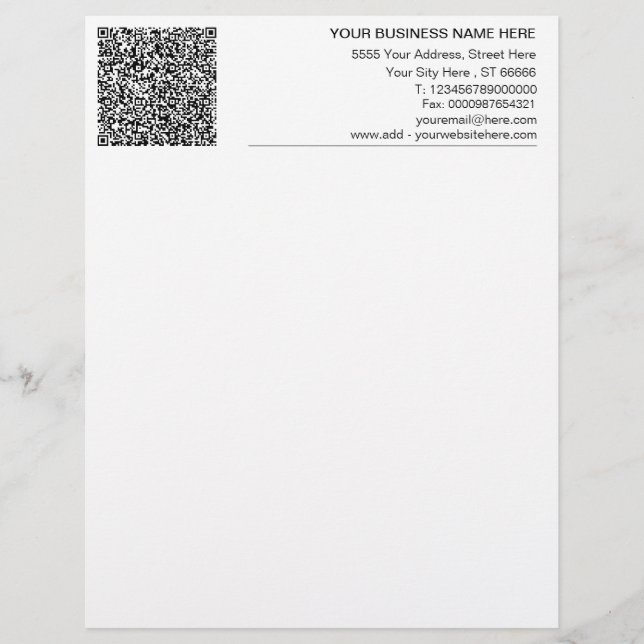 Stellen Sie Ihren Geschäftsbrief mit QR-Code ein. Briefbogen (Vorderseite)