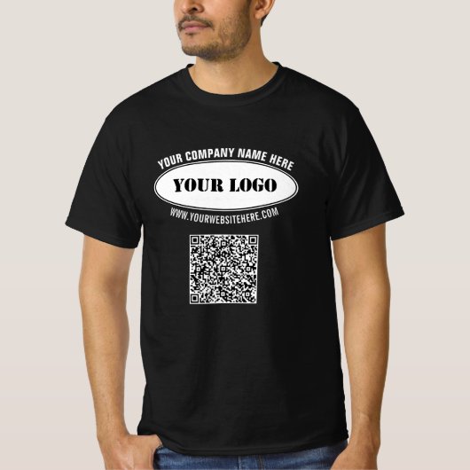 Stellen Sie Ihren Logo-Text und QR-Code-Business-T T-Shirt (Vorderseite)