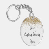 Stellen Sie Ihren Text hier Gold Personalisiert Ih Schlüsselanhänger (Vorderseite links)