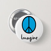 Stellen Sie sich BLAUES Friedenssymbol vor Button (Vorne & Hinten)