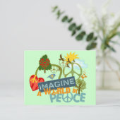 Stellen Sie sich den Weltfrieden vor Postkarte (Stehend Vorderseite)