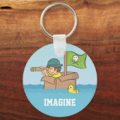 Stellen Sie sich ein Abenteuer mit Kartons vor Schlüsselanhänger (Vorderseite)