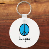 Stellen Sie sich ein BLUE-Friedenssymbol vor Schlüsselanhänger (Vorderseite)