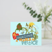 Stellen Sie sich eine Welt des Friedens vor Postkarte (Stehend Vorderseite)