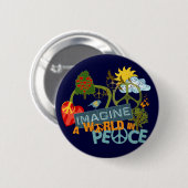 Stellen Sie sich eine Welt im Frieden vor Button (Vorne & Hinten)