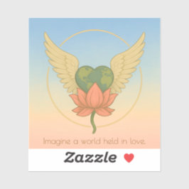 Stellen Sie sich eine Welt vor, die in Liebe gehal Aufkleber