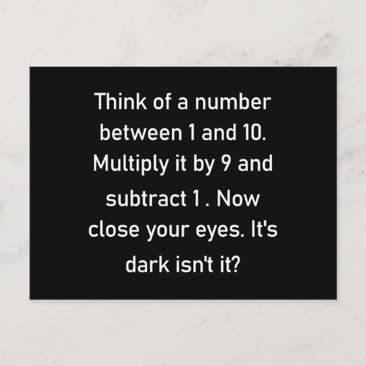 Stellen Sie sich eine Zahl zwischen 1 und 10 vor.. Postkarte (Vorderseite)