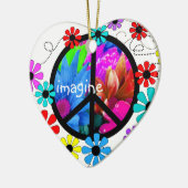 Stellen Sie sich Friedenssymbol und Retro Blumen Keramikornament (Links)