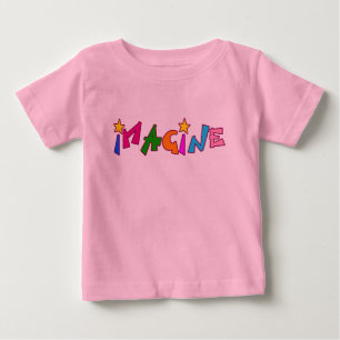 Stellen Sie sich in der bunten Beschriftung vor Baby T-shirt