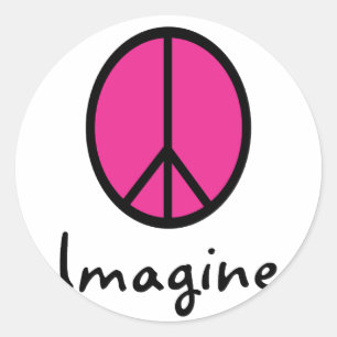 Stellen Sie sich PINK PEACE-Symbol vor Runder Aufkleber
