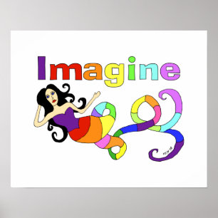 Stellen Sie sich Rainbow Mermaid Art Poster vor
